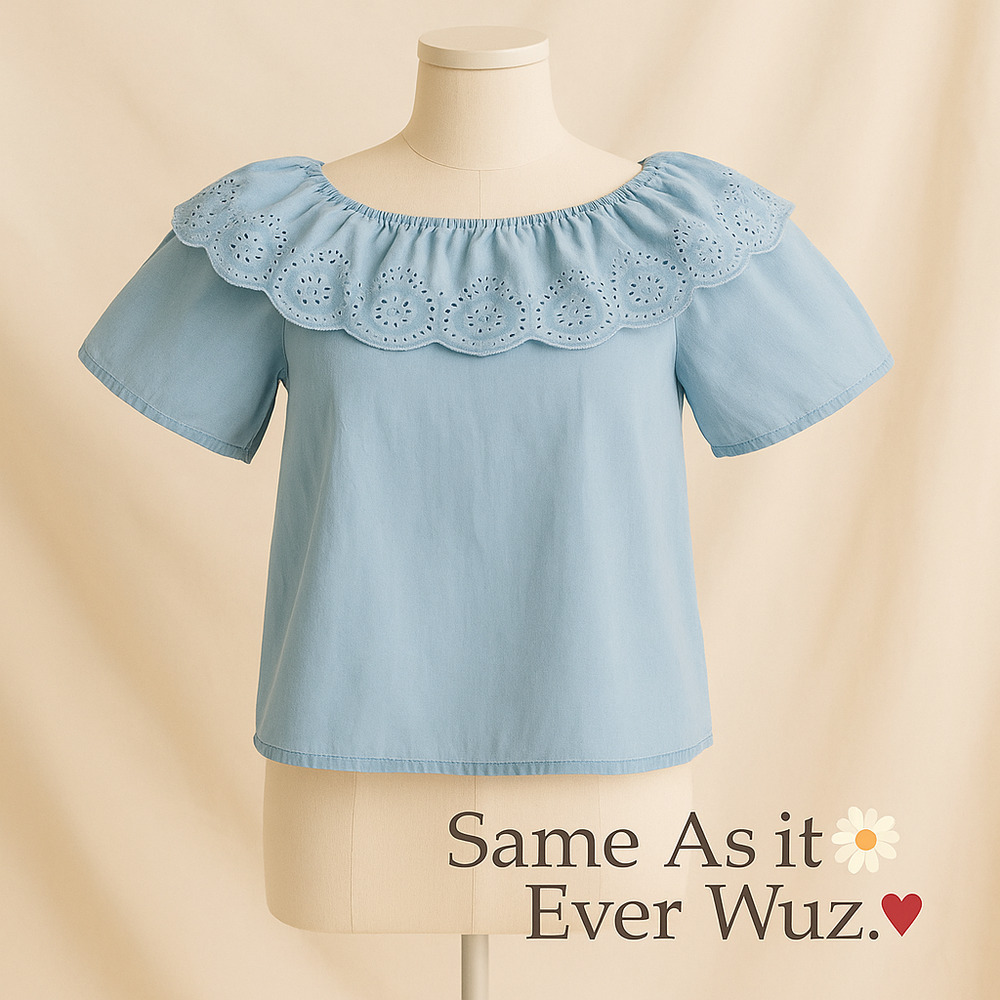 Cato M Eyelet Ruffle Top Peasant Blouse Boho Cottagecore Timeless Southern Style